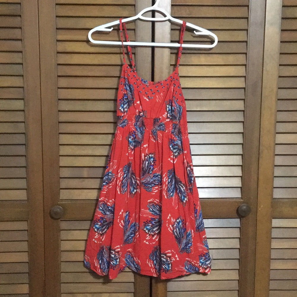 Floral red mini dress